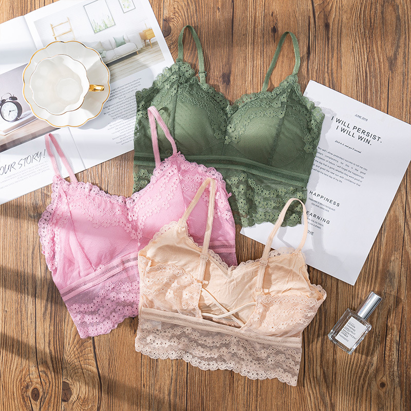 シームレスな3Dレースのランジェリー,ホルタートップ,腕立て - Lace Bralette Set のレビューと価格