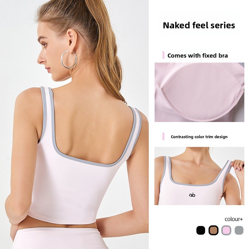 女性用サマーリブヨガタンクトップ、内蔵パッド付きストラップ、 - Plunge Bra Push Up のレビューと価格
